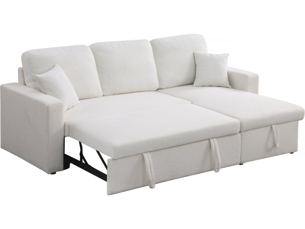 Alain convertible/reversible corner sofa with storage - 3 seats - Bouclettes - White