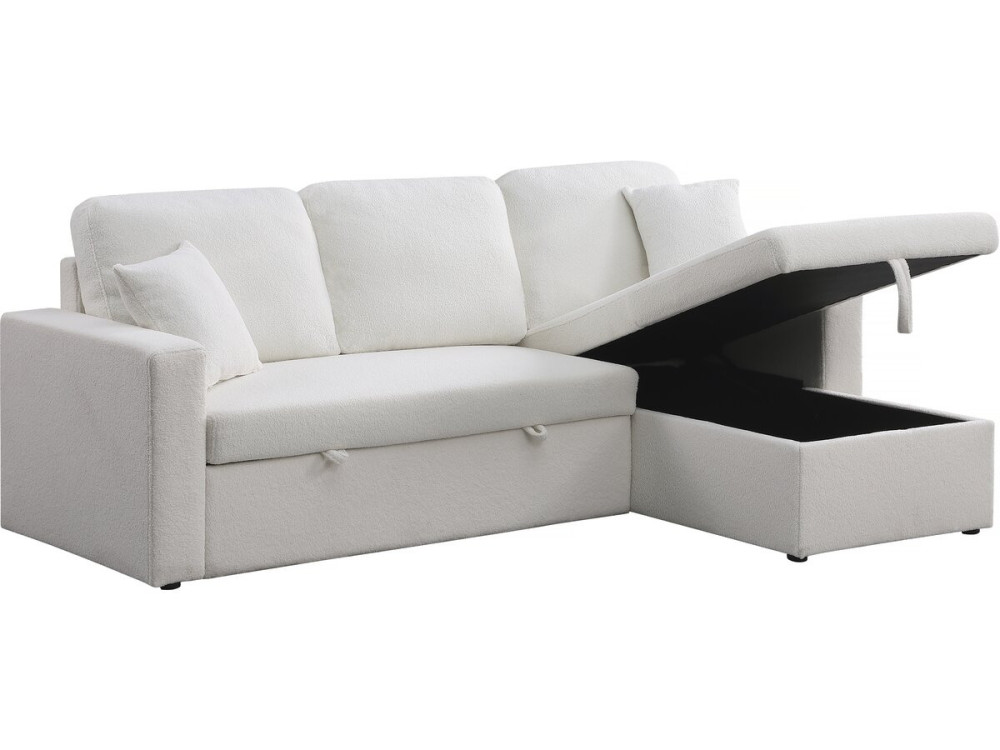 Alain convertible/reversible corner sofa with storage - 3 seats - Bouclettes - White