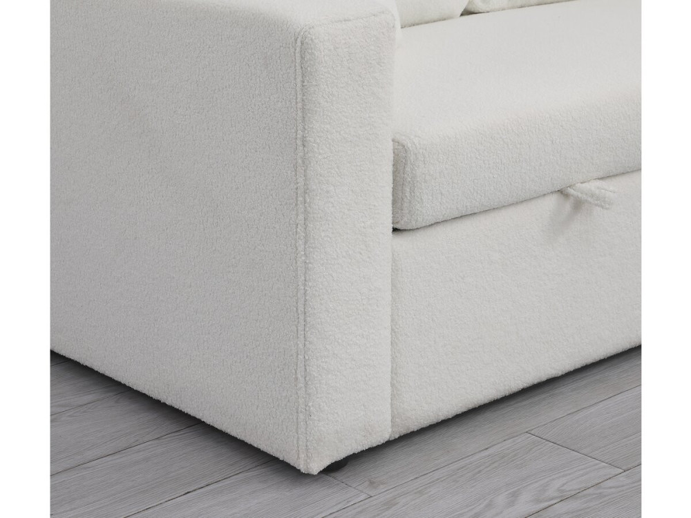 Alain convertible/reversible corner sofa with storage - 3 seats - Bouclettes - White