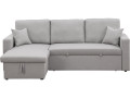 Convertible corner sofa "Alain" with storage space - 221 x 145 x 85 cm - 3 seater- Taupe colour - Grey