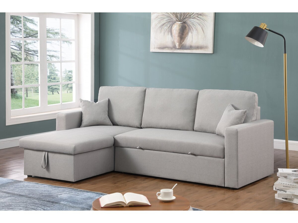 Alain convertible/reversible corner sofa with storage - 3 seats - Light grey