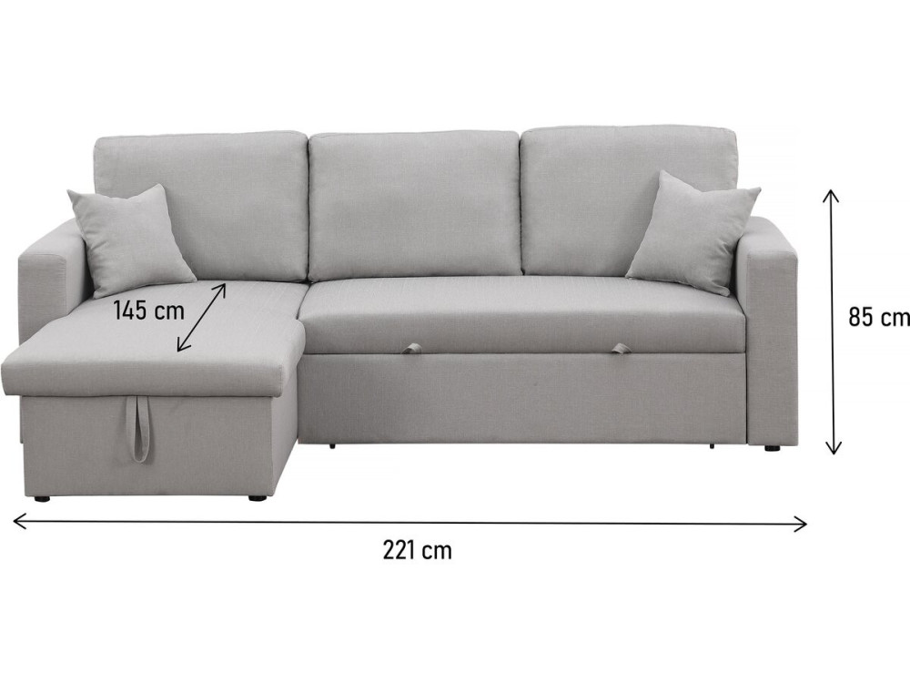 Alain convertible/reversible corner sofa with storage - 3 seats - Light grey