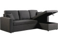 Convertible corner sofa "Alain" with storage space - 221 x 145 x 85 cm - 3 seater- Black - GREY