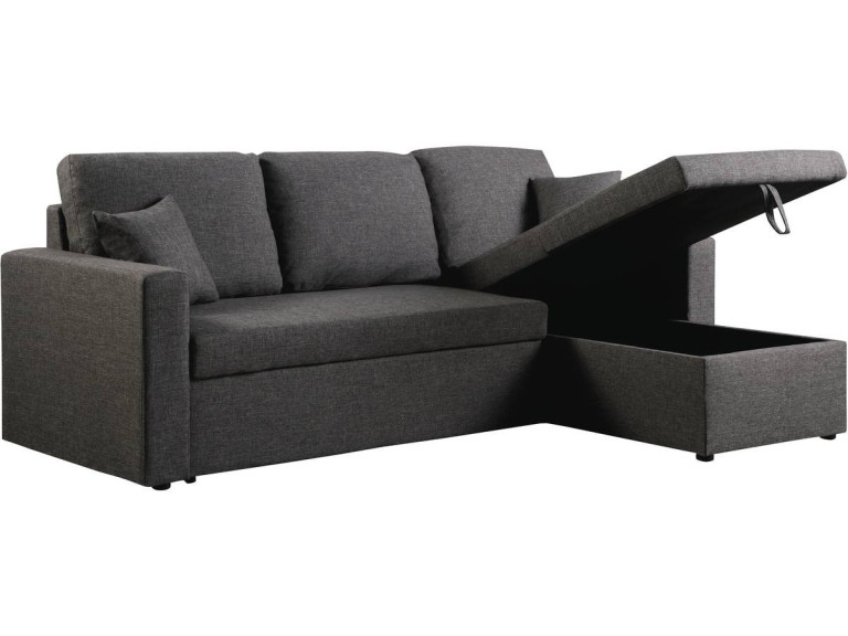 Convertible corner sofa "Alain" with storage space - 221 x 145 x 85 cm - 3 seater- Grey