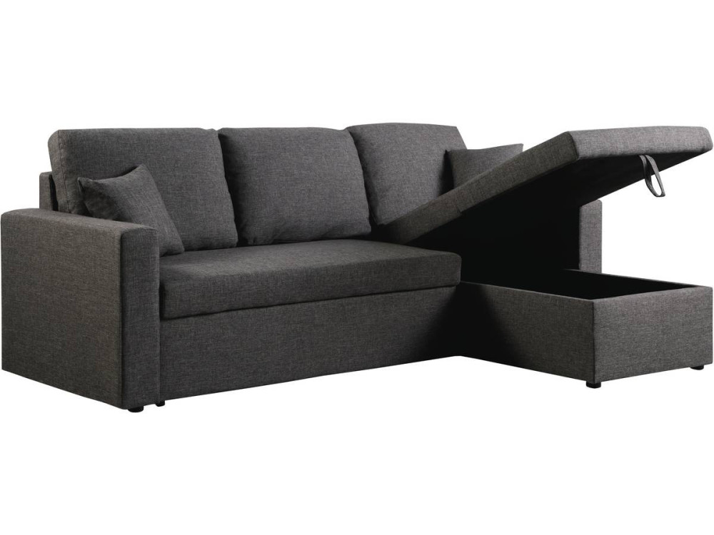 Convertible corner sofa "Alain" with storage space - 221 x 145 x 85 cm - 3 seater- Grey