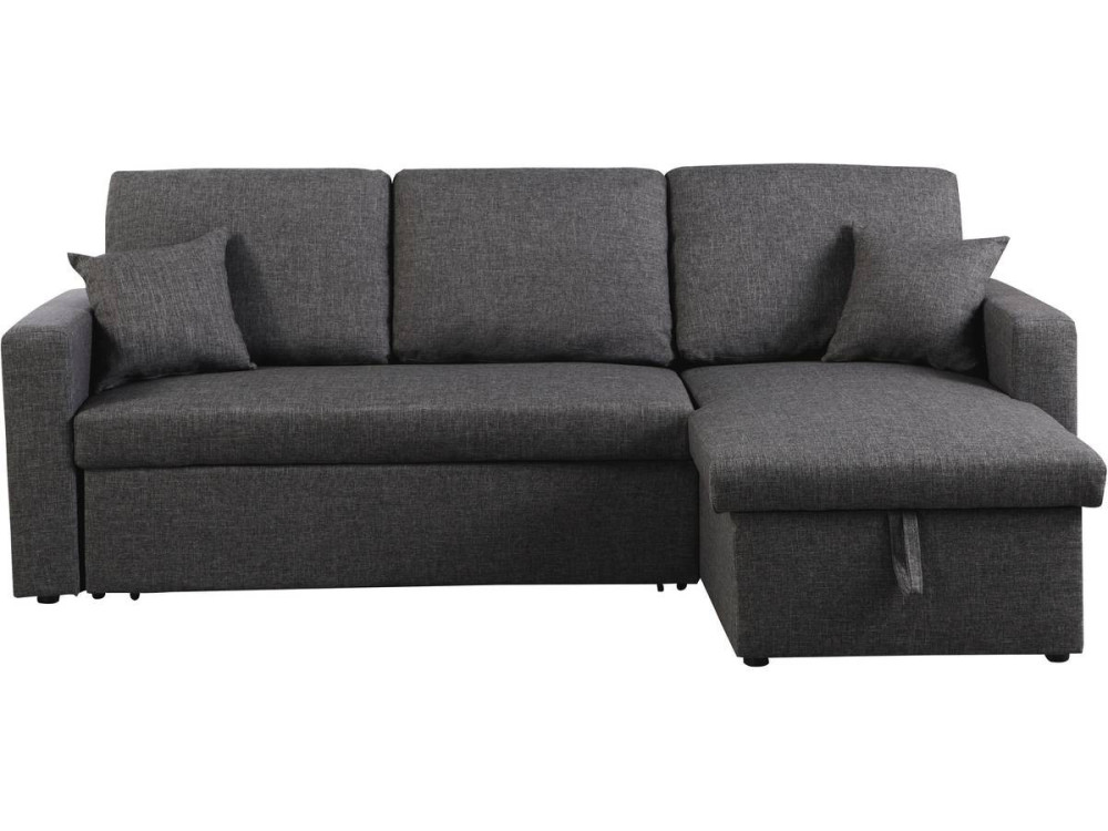 Convertible corner sofa "Alain" with storage space - 221 x 145 x 85 cm - 3 seater- Grey