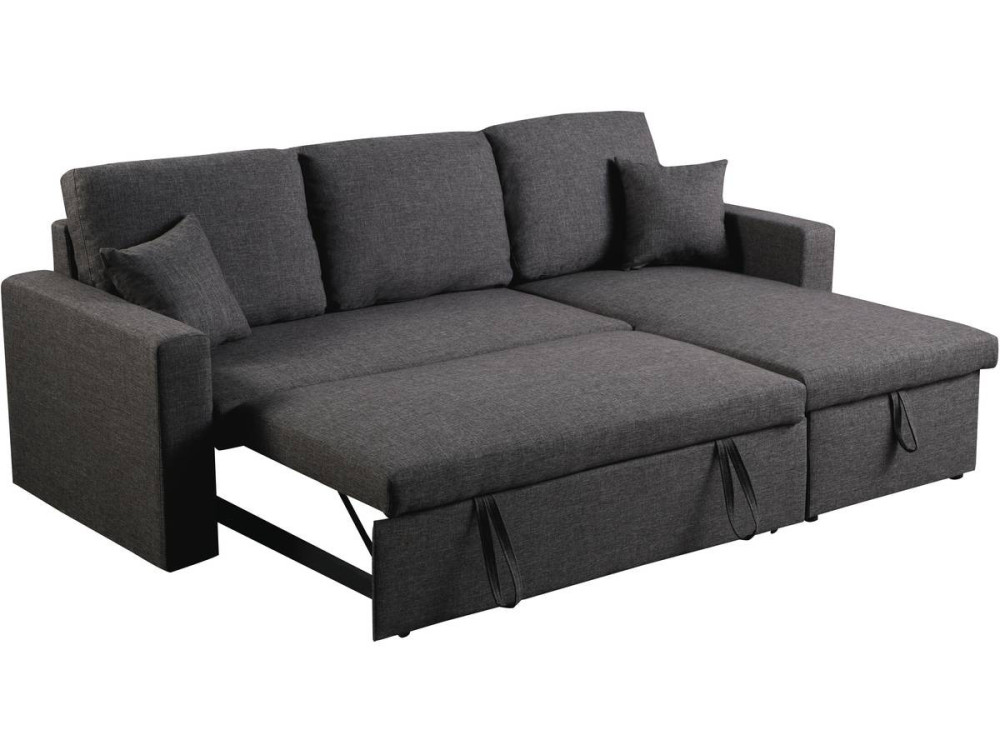 Convertible corner sofa "Alain" with storage space - 221 x 145 x 85 cm - 3 seater- Grey