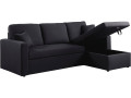 Convertible corner sofa "Alain" with storage space - 221 x 145 x 85 cm - 3 seater- Taupe colour - Black