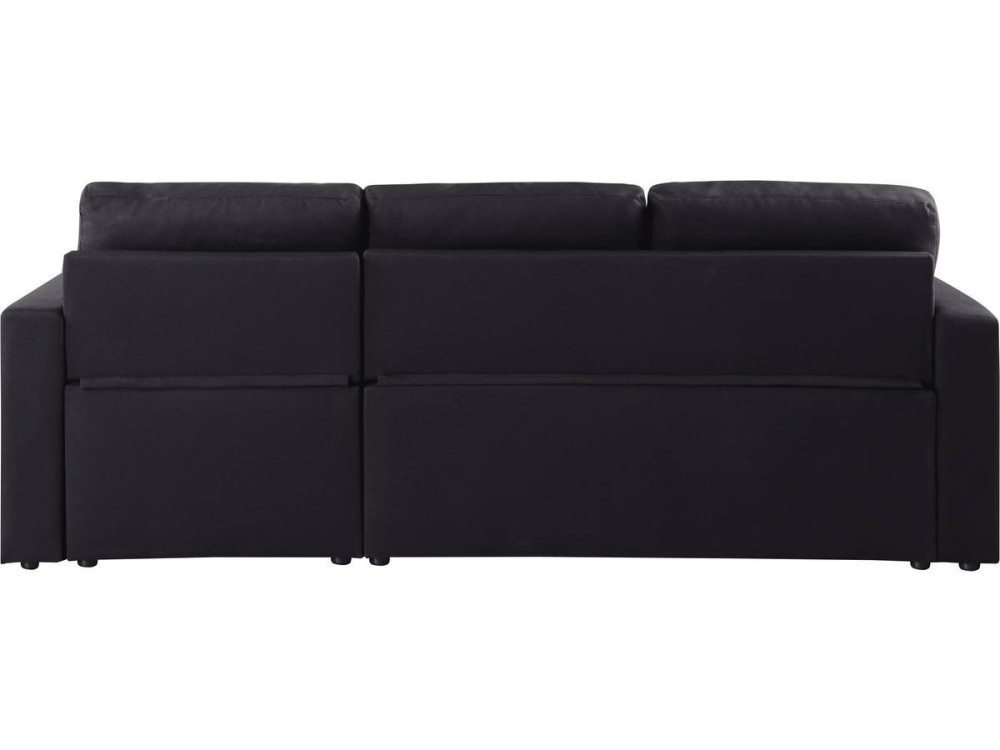 Convertible corner sofa "Alain" with storage space - 221 x 145 x 85 cm - 3 seater- Black
