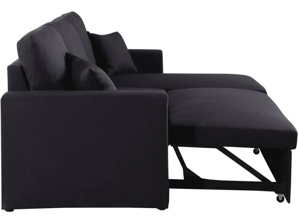 Convertible corner sofa "Alain" with storage space - 221 x 145 x 85 cm - 3 seater- Black