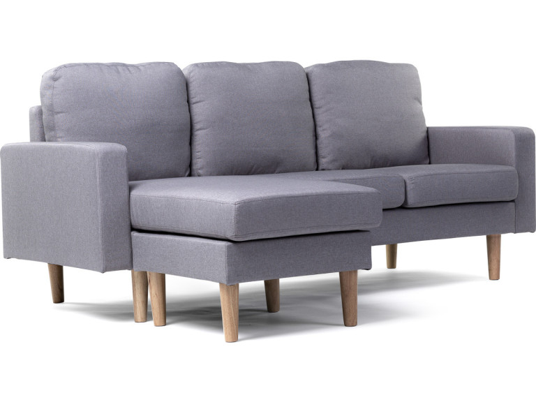 Reversible corner sofa "Gabby" in fabric - 3 seats - Light Grey