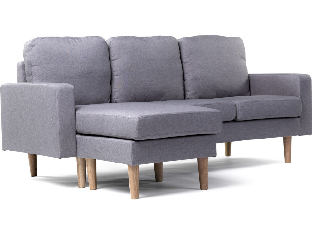 Reversible corner sofa "Gabby" in fabric - 3 seats - Light Grey
