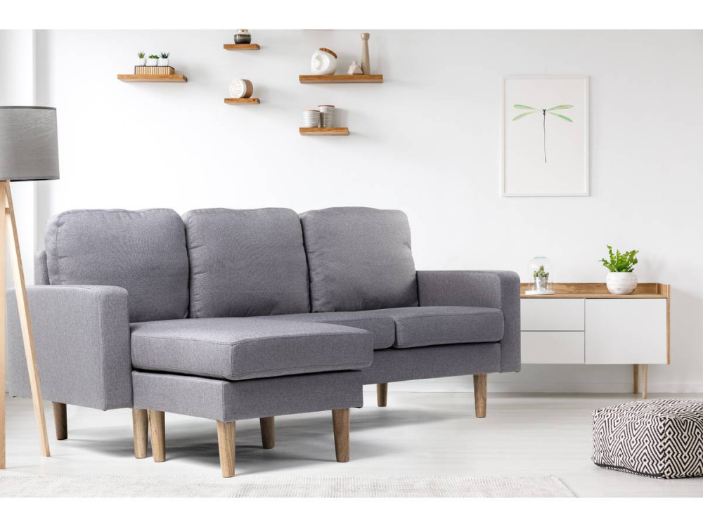Reversible corner sofa "Gabby" in fabric - 3 seats - Light Grey