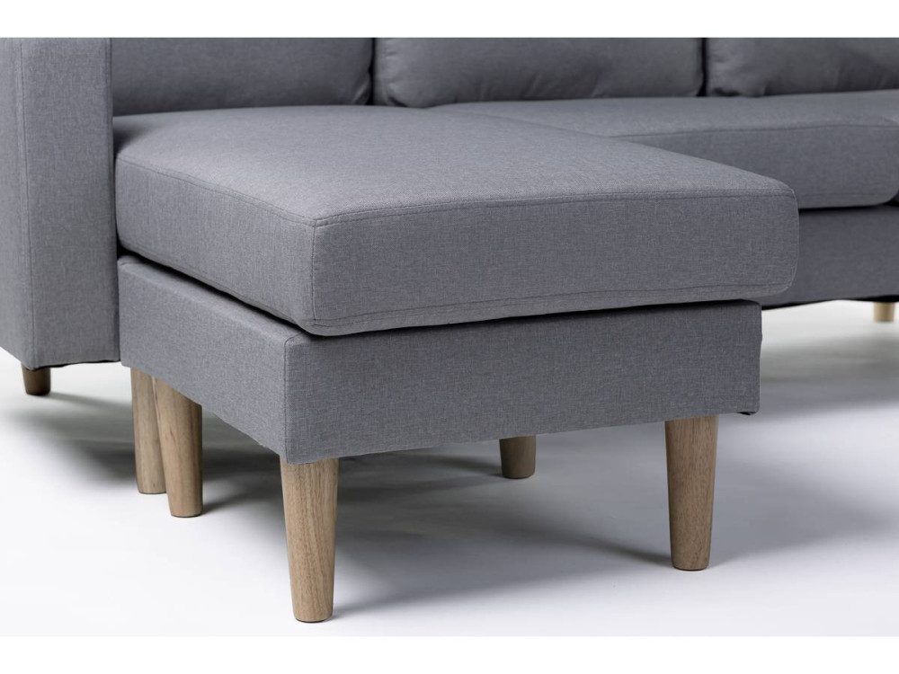 Reversible corner sofa "Gabby" in fabric - 3 seats - Light Grey