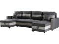 Antoine panoramic convertible sofa with storage boxes - 5 seats - Dark grey/Light grey - Dark gray / Light gray