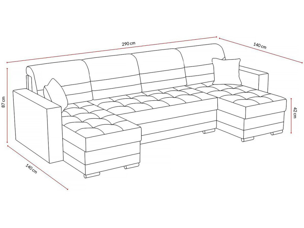 Antoine panoramic convertible sofa with storage boxes - 5 seats - Dark grey/Light grey