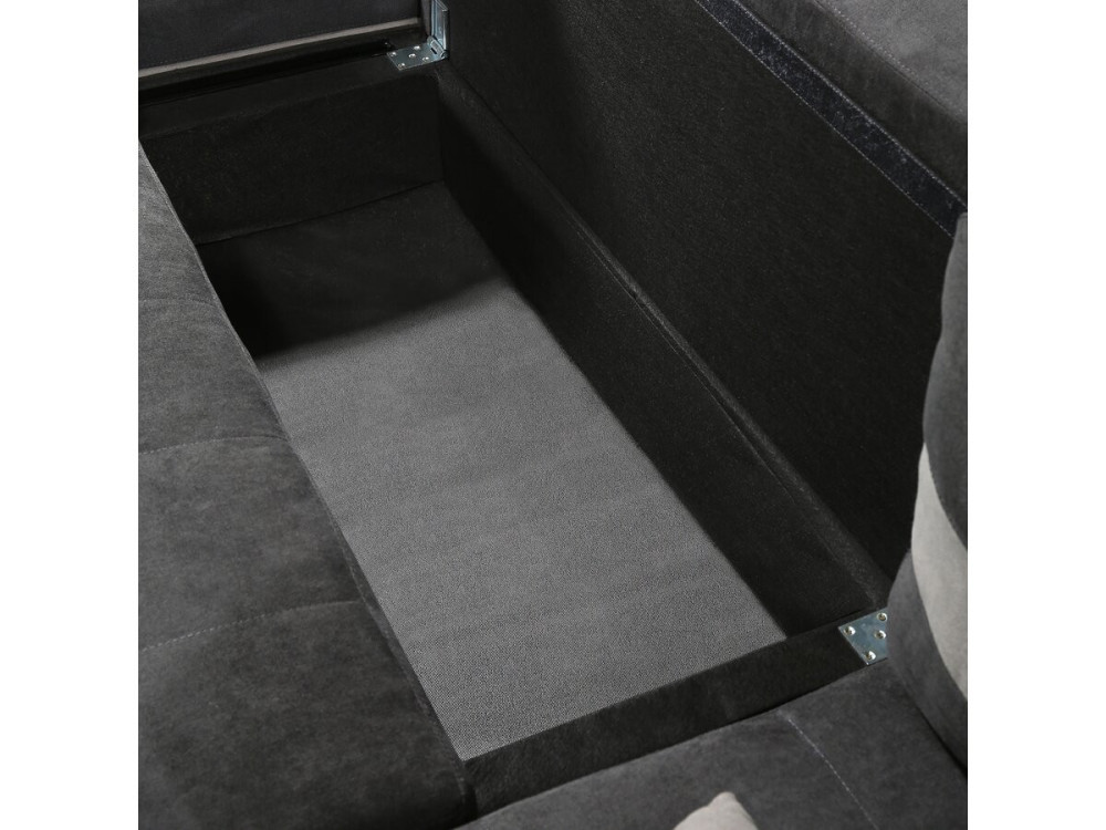 Antoine panoramic convertible sofa with storage boxes - 5 seats - Dark grey/Light grey