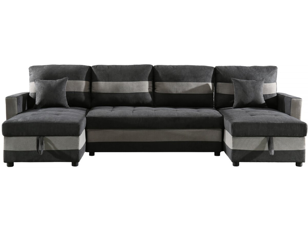 Antoine panoramic convertible sofa with storage boxes - 5 seats - Dark grey/Light grey