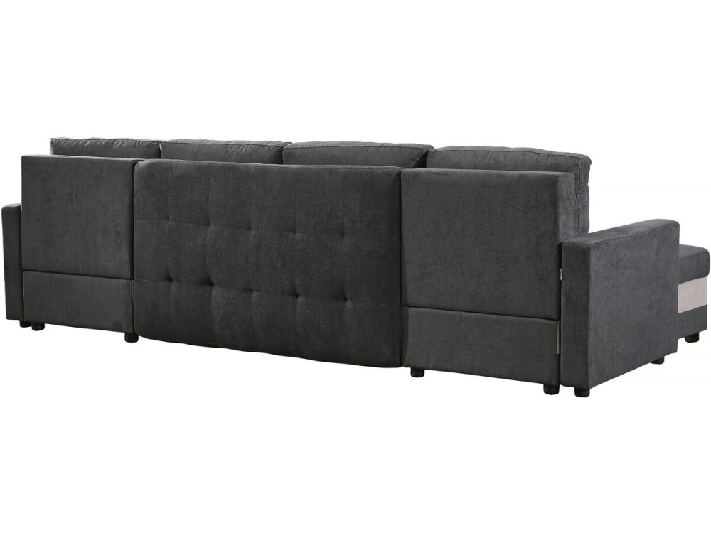 Antoine panoramic convertible sofa with storage boxes - 5 seats - Dark grey/Light grey