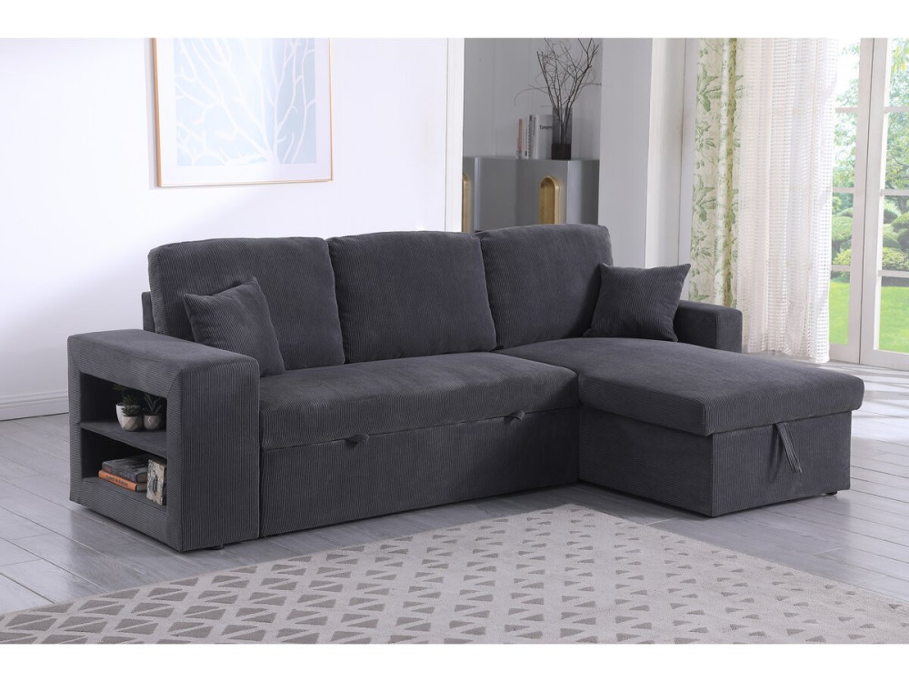 Axel" corduroy convertible/reversible corner sofa - 3 seater - Grey