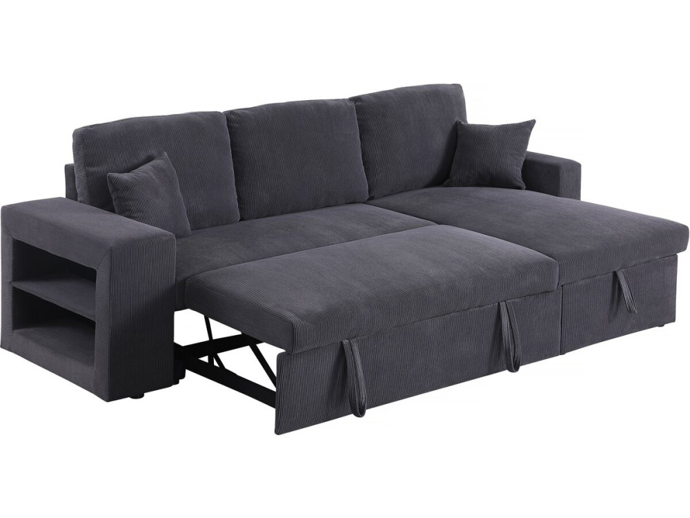 Axel" corduroy convertible/reversible corner sofa - 3 seater - Grey