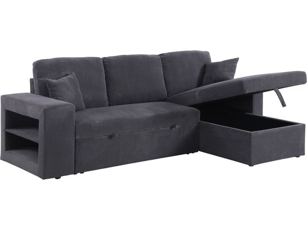 Axel" corduroy convertible/reversible corner sofa - 3 seater - Grey