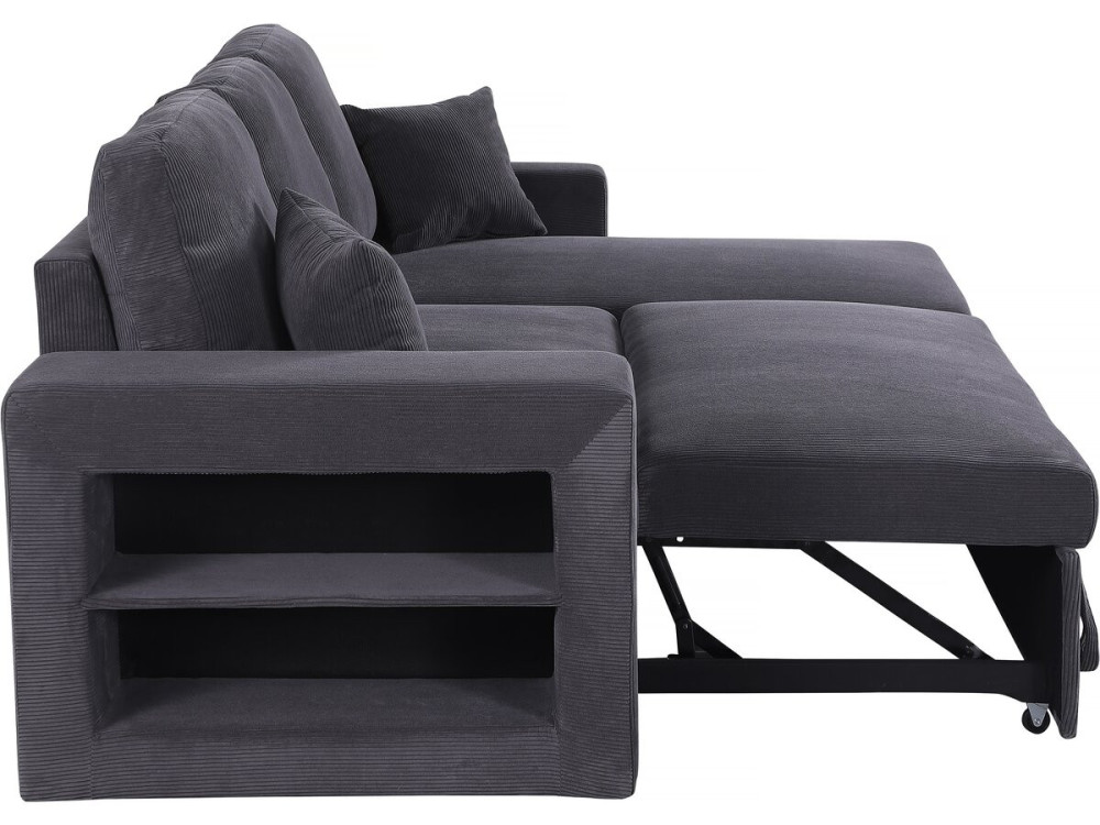 Axel" corduroy convertible/reversible corner sofa - 3 seater - Grey