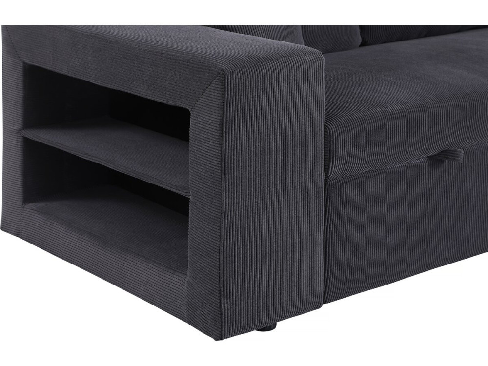 Axel" corduroy convertible/reversible corner sofa - 3 seater - Grey