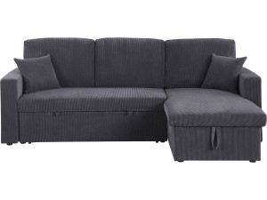 Alain convertible corduroy corner sofa - 3 seats - Grey
