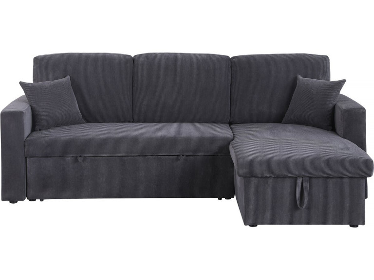 Alain convertible corduroy corner sofa - 3 seats - Grey