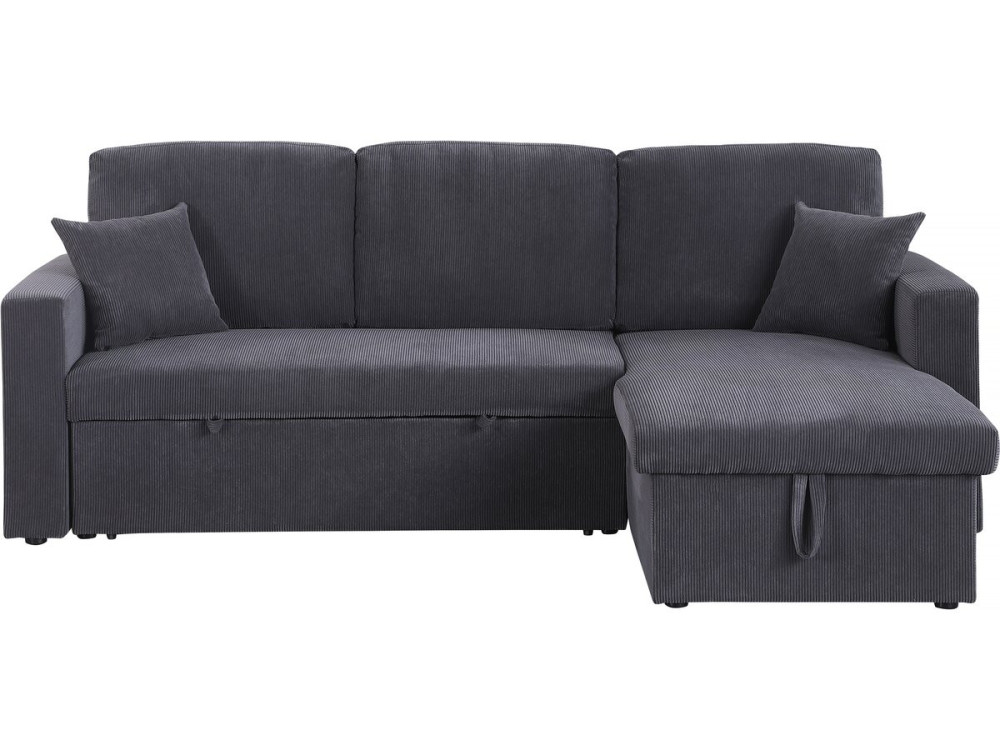 Alain convertible corduroy corner sofa - 3 seats - Grey