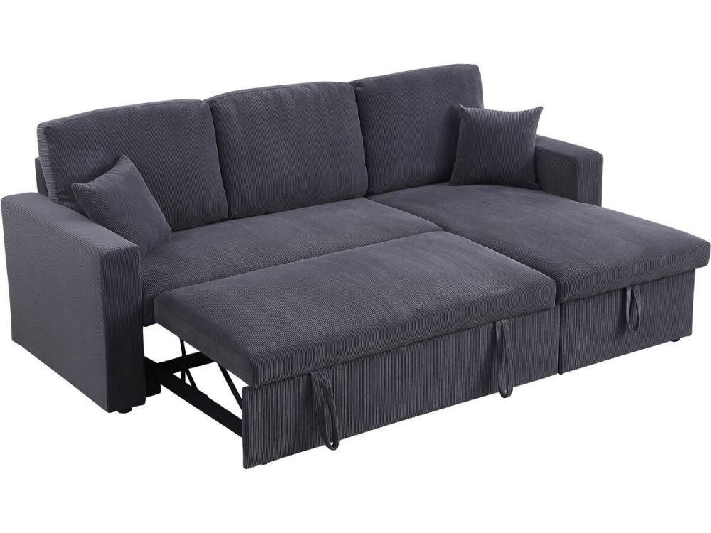 Alain convertible corduroy corner sofa - 3 seats - Grey