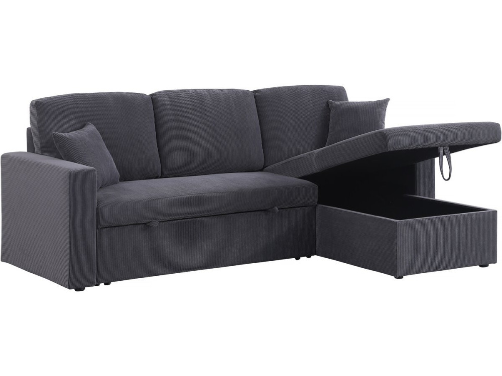 Alain convertible corduroy corner sofa - 3 seats - Grey