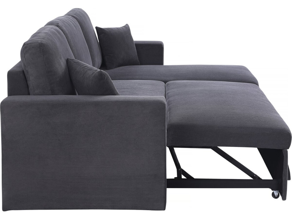 Alain convertible corduroy corner sofa - 3 seats - Grey