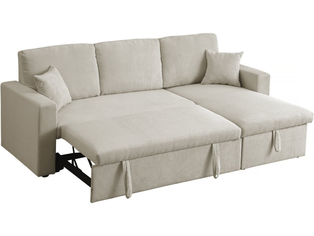 Alain convertible corduroy corner sofa - 3 seats - Beige