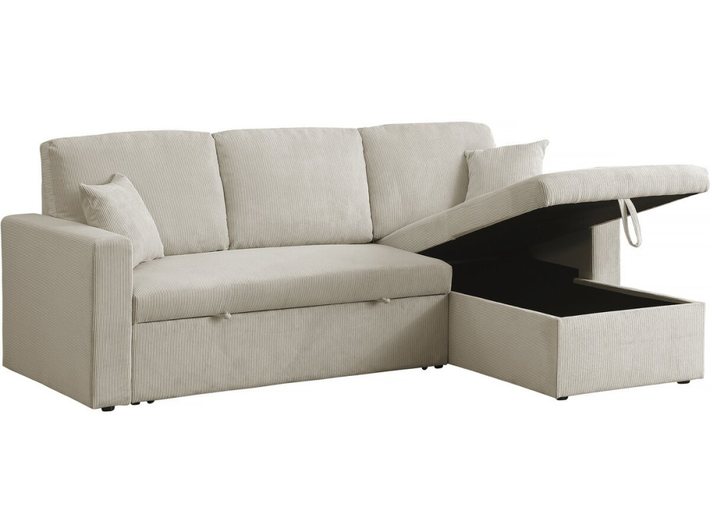 Alain convertible corduroy corner sofa - 3 seats - Beige