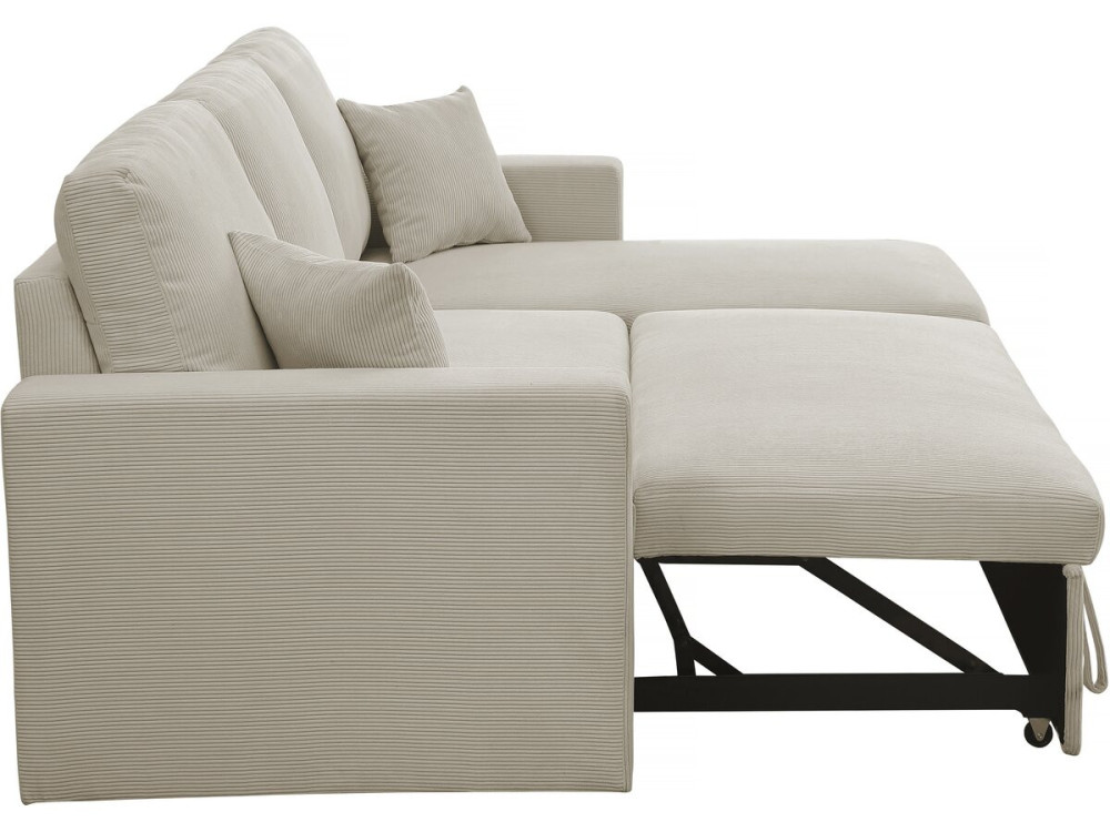 Alain convertible corduroy corner sofa - 3 seats - Beige