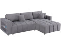 3-seater chenille fabric convertible corner sofa - "Trocadero" - Beige - GREY