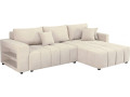 3-seater chenille fabric convertible corner sofa - "Trocadero" - Beige - Beige
