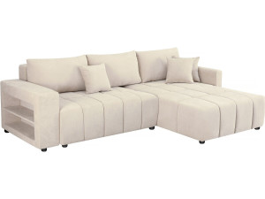 3-seater chenille fabric convertible corner sofa - "Trocadero" - Beige