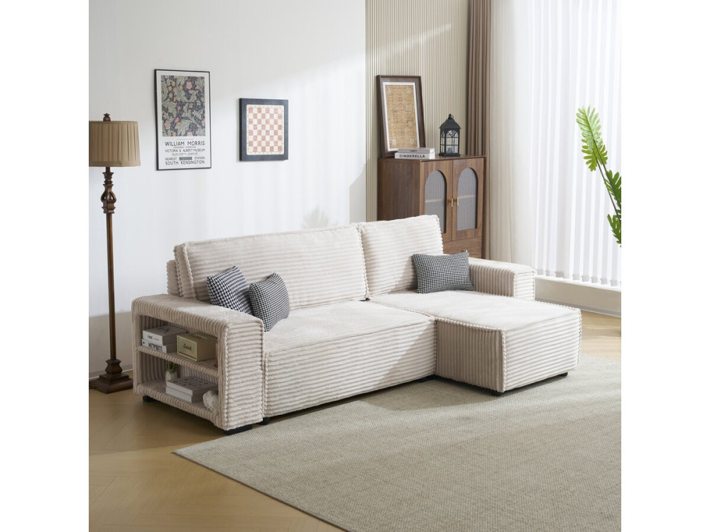 Opera corduroy corner sofa - 3 seater - Beige