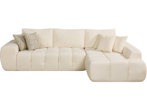 Sidonie" bubble fabric right corner sofa - 4 seater - Beige