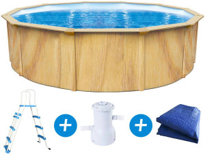 "Punta cana" round pool wood look  - Ø 3.6 x 1.20 m