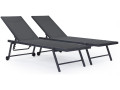 Set of 2 Textile and aluminium "Jolia" sunbaths - Phoenix - Taupe - Grey