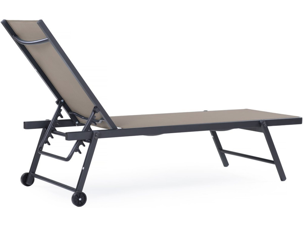 Set of 2 Textile and aluminium "Jolia" sunbaths - Phoenix - Taupe
