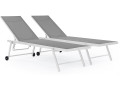 Set of 2 textilene and aluminium sunbeds "Jolia" - Phoenix - Grey / White - Grey / White