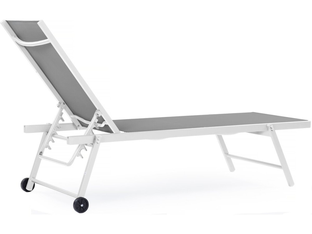 Set of 2 textilene and aluminium sunbeds "Jolia" - Phoenix - Grey / White
