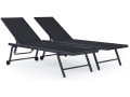 Set of 2 textilene and aluminium sunbeds "Jolia" - Phoenix - Grey / White - Dark grey / Black