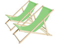 Set of 2 "Chilienne" wooden deckchairs - 107 x 56.5 x 81 cm - Red - Taupe