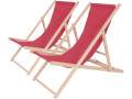 Set of 2 "Chilienne" wooden deckchairs - 107 x 56.5 x 81 cm - Red - Red